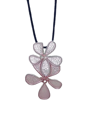 Colgante rodio con cordón negro